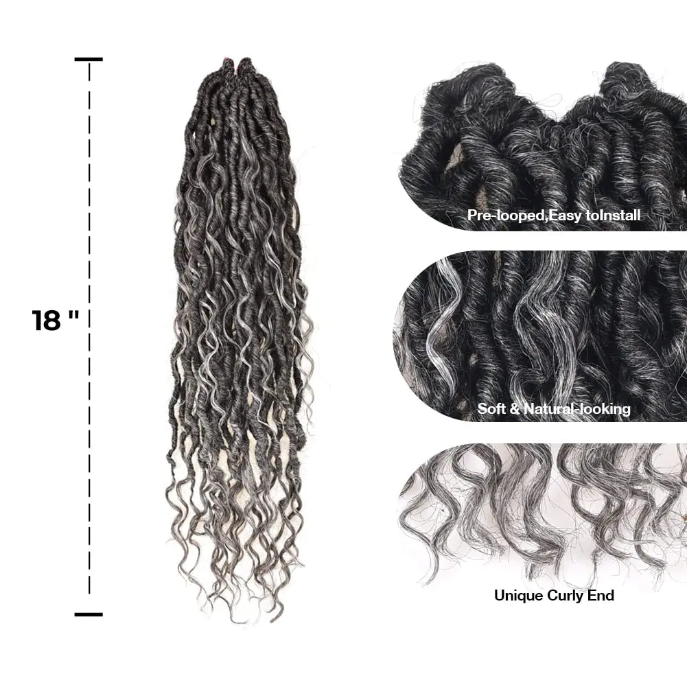 ( US ONLY) FAST SHIPPING GL | Toyotress® Curly Locs Crochet Hair - Natural Black Pre-twisted Faux Locs Crochet Braids, Short Pre-looped Synthetic Braiding Hair Extensions Toyotress